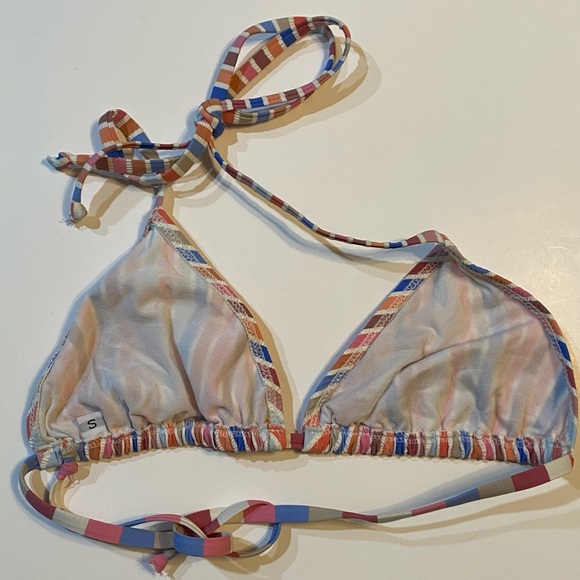2/$20* Small Seersucker Striped Sliding Triangle String Bikini Top Un/Lined - Picture 2 of 3